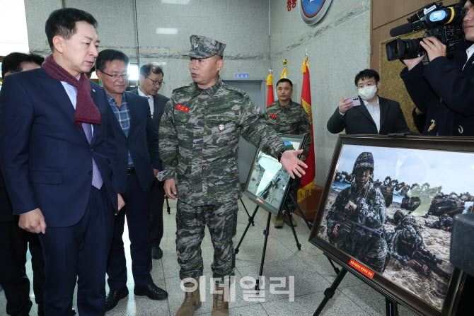 [포토]김기현 대표, '해병대 제2사단 방문'