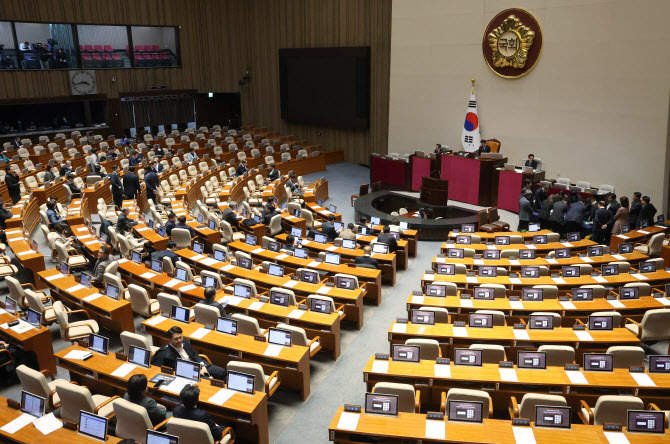 野, 탄핵안 처리에…與, 김진표 의장 사퇴촉구 결의안 발의
