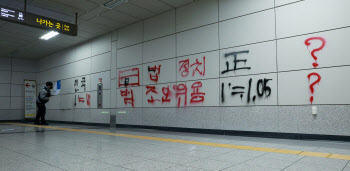 새해 벽두부터 국회의사당역사 낙서…삭제 작업 중