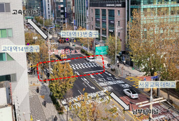 "이젠 돌아가지 마세요"…서초구, 교대역 13~14번 출구 앞 횡단보도 설치[동네방네]