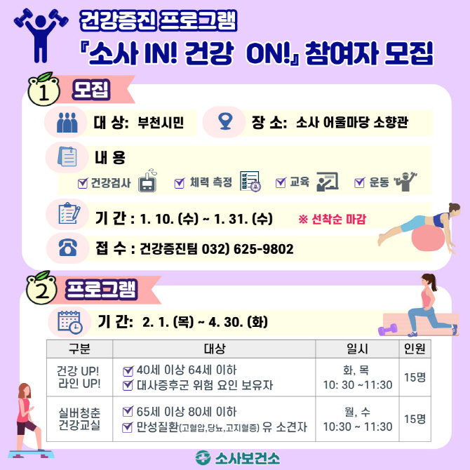 부천시, 10~31일 건강증진 프로그램 참가자 모집