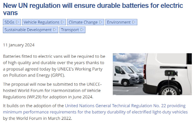 유엔, 전기승합차 배터리 내구성 기준 마련…6월 결정