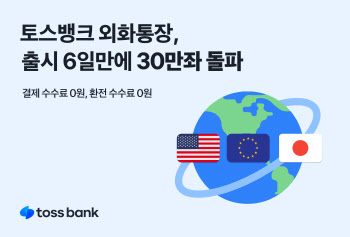 ‘평생 무료 환전’ 토스뱅크 외화통장 출시 6일 만에 30만좌