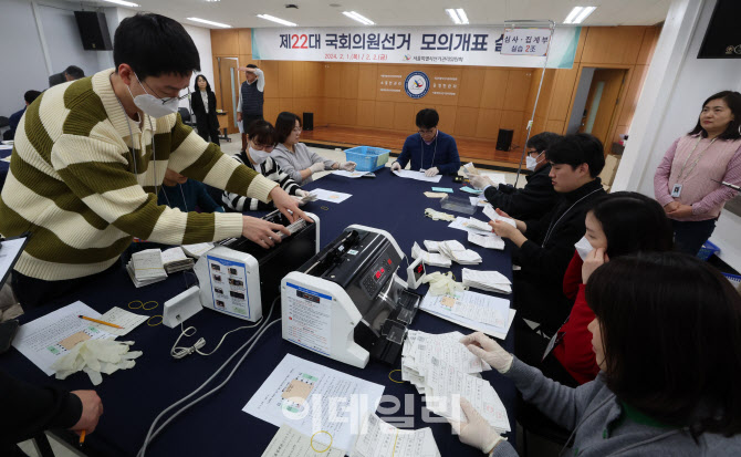 [포토]서울시선관위, 오차 없는 정확한 검표를 위해