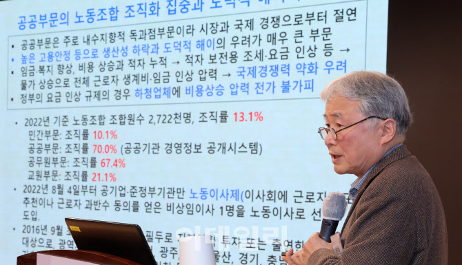 [포토]노동정책 제언하는 배진한 일자리연대 고문