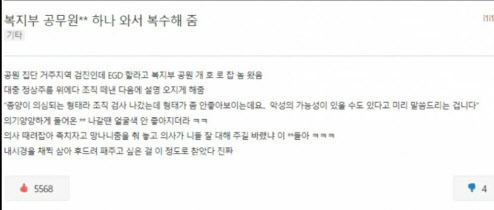 "복지부 공무원 내시경 왔길래 복수해줌"...의사 커뮤니티 협박글 조작 논란