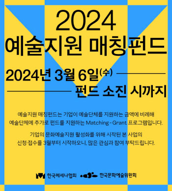 한국메세나협회, 내달 4일부터 '2024 예술지원 매칭펀드' 공모