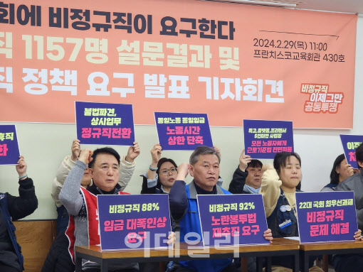 비정규직 노동자 “22대 국회, 동일노동·임금 적용 최우선 추진해야”