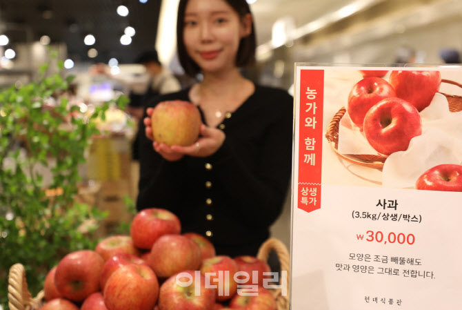 현대백화점에선 3.5kg 사과 한박스가 3만원[포토]