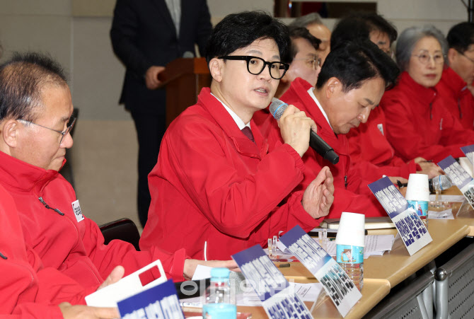 [포토]한동훈 국민의힘 비대위원장, 인천에서 중앙선대위 회의 주재