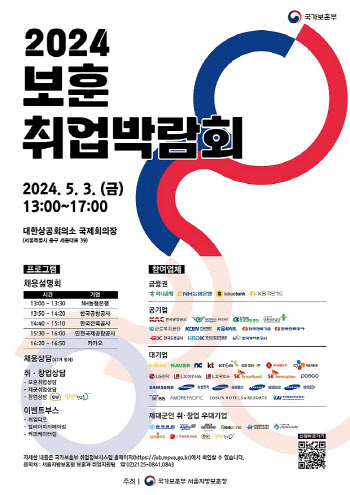 '2024 보훈 취업박람회' 내달 3일 개최…참여기업 전년比 2배 늘어
