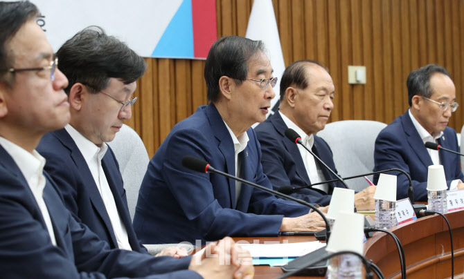 [포토]고위당정협의회, '모두발언하는 한덕수 국무총리'