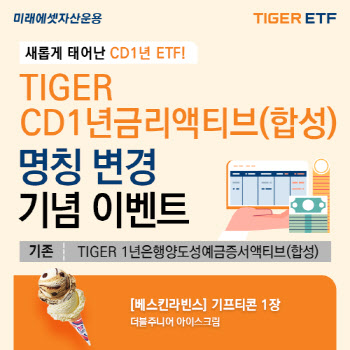 미래운용, '1년은행양도성예금증서액티브’→‘CD1년금리액티브’ ETF 명칭 변경