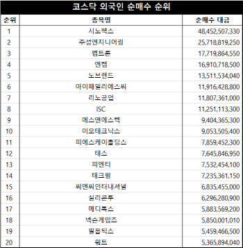 코스닥 주간 외국인 순매수 1위 ‘시노펙스’