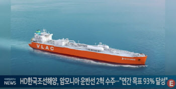 HD한국조선해양, 암모니아 운반선 2척 수주..."연간 목표 93% 달성"