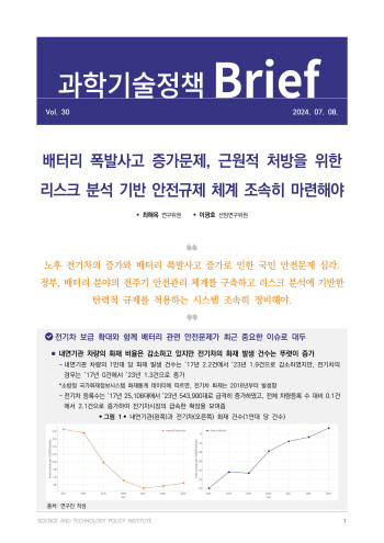 과학기술정책硏, 배터리 안전관리 체계 구축 보고서 발간