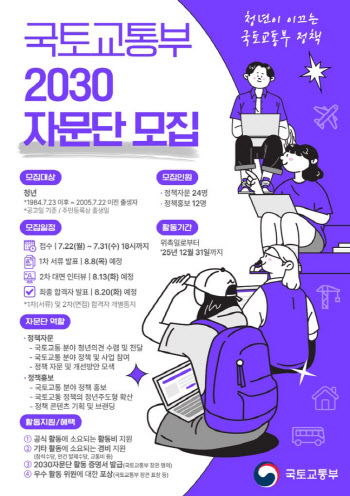 국토부, 제3기 2030 자문단·청년온라인패널 모집