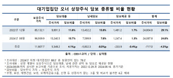 대기업 총수일가 주식담보비율 24.8%…1년8개월 새 4.3%↓