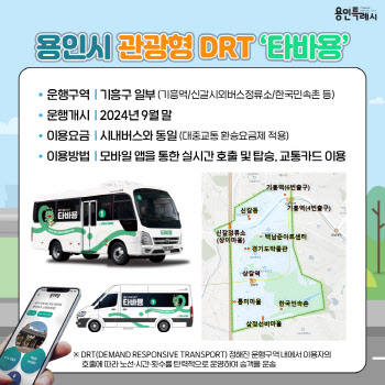 용인 기흥·상갈역~민속촌 오가는 DRT 버스 이름은 '타바용'