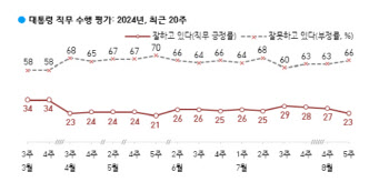 尹대통령 지지율, 20% 초반대로 하락