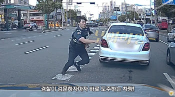 "어, 저 차 '무면허'잖아"...도주하는데 뒤돌아 뛴 경찰?