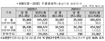 9월 초중순도 수출 증가세 지속…1~20일 일평균 18.0%↑(상보)