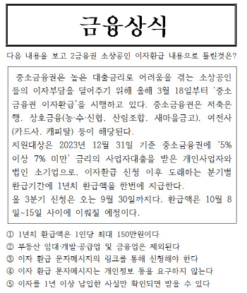 2금융권 소상공인 이자환급, 최대 150만원까지