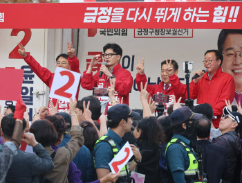 韓, 부산 금정 지원유세…"野 후보 뭘 할지도 모를 것"