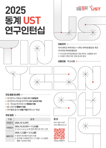 UST, 내년도 동계 연구인턴십 참가자 모집