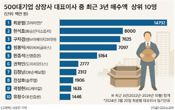 대기업 대표이사, 자사주 매입 늘려…최윤범 고려아연 148억 최대