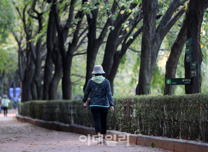 [포토] 쌀쌀한 날씨 속 석촌호수 산책하는 시민들