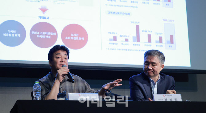 [포토]기업설명회, '취재진 질문에 답하는 백종원 더본코리아 대표이사'