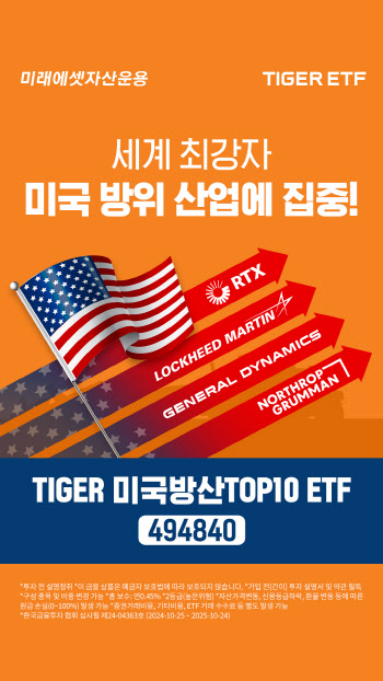 미래운용, ‘TIGER 미국방산TOP10 ETF’ 신규 상장