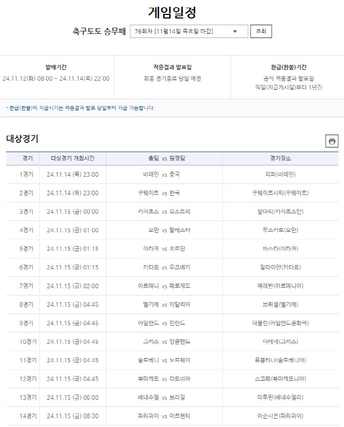 ‘1등 적중금 12억 5775만 원 누적’… 축구토토 승무패 76회차 마감 앞둬