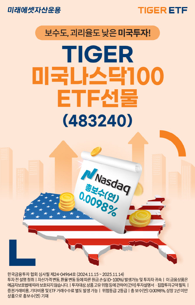 미래운용, ‘TIGER 미국나스닥100ETF 선물’ 출시…국내 최초