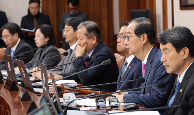 [포토]국무회의에서 발언하는 한덕수 국무총리