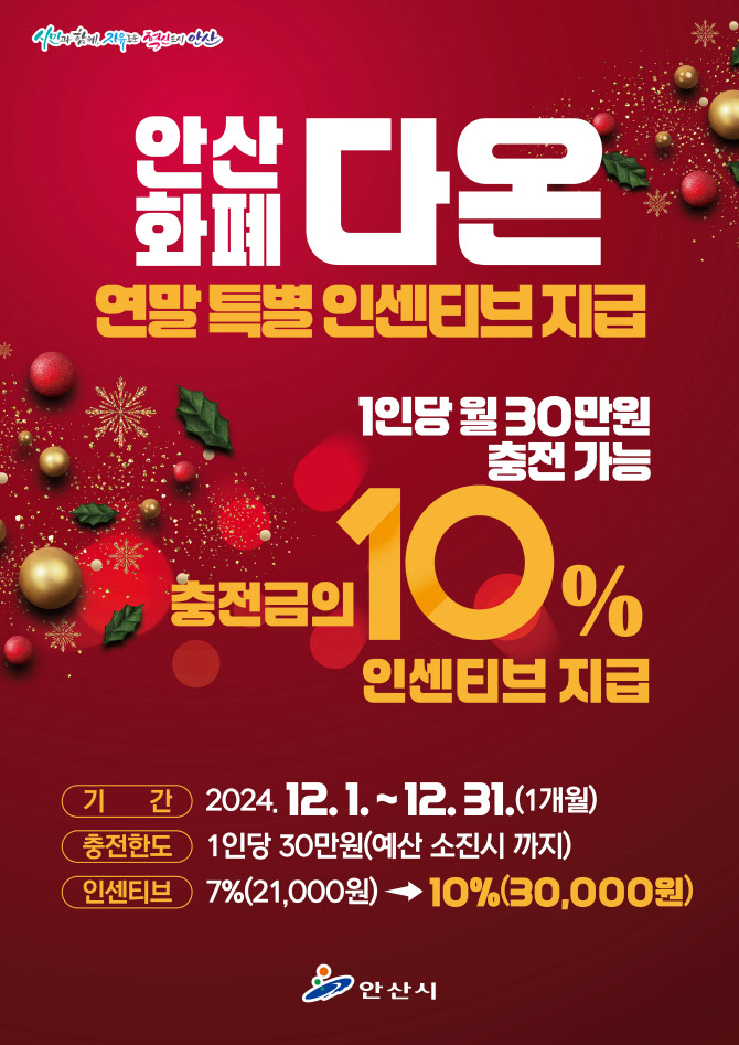 안산시, 한 달간 지역화폐 인센티브 10%로 확대 지급