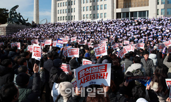 [포토]'윤석열 대통령 사퇴촉구 탄핵추진 비상시국대회'