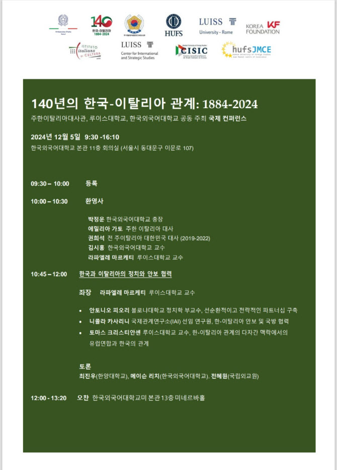 한국외대, 한-이탈리아 수교 140주년 기념 공동 국제회의 개최