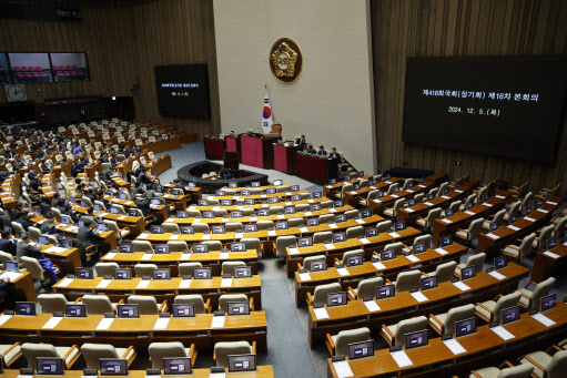 尹 탄핵소추안 본회의 보고…與 `부결`로 당론