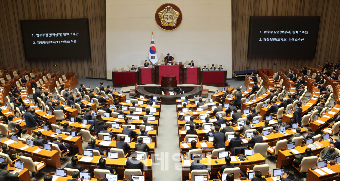 [포토]박성재 법무부장관·조지호 경찰청장 탄핵안 가결