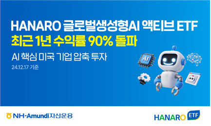 NH아문디운용, 'HANARO 생성형AI 액티브' 1년 수익률 90% 돌파