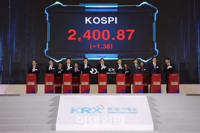 [포토]'새해 첫 거래일' 코스피, 2400선 턱걸이로 넘겨···0.06%↑