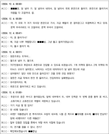 "대통령님이 문 부숴서 끄집어내래" 12·3 밤 녹취록 전문