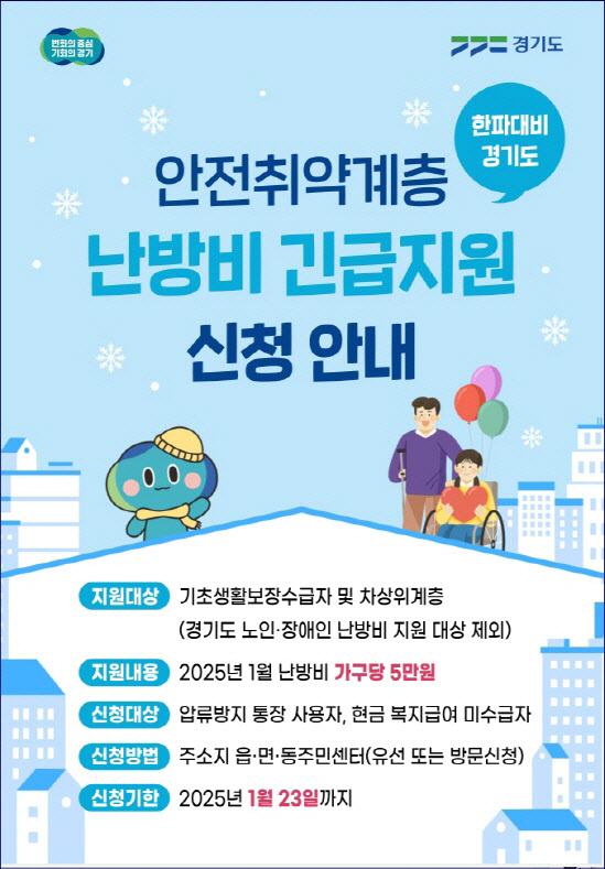 파주시, 취약계층 1만4000가구에 난방비 5만원 지급