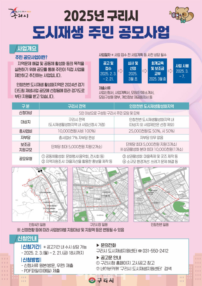 구리시 '도시재생 주민공모' 추진…내달 21일까지 접수