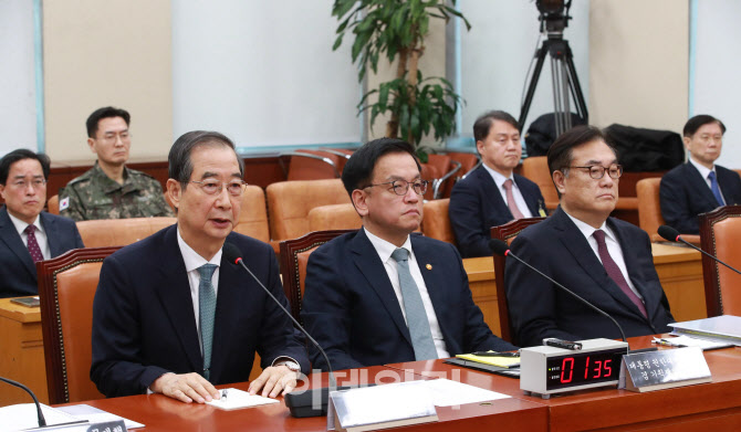 [포토]한덕수, '국무위원들,..비상계엄 전부 반대'