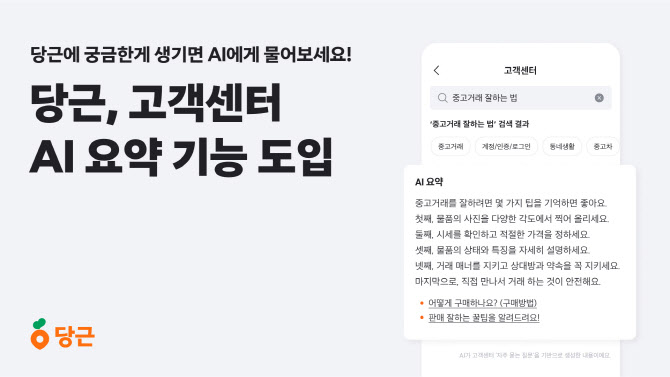 "궁금증 물으면 AI가 답변"..당근, 고객센터 AI 검색 도입