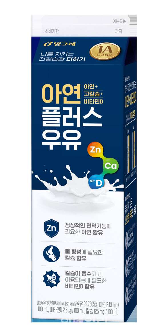 빙그레, 고칼슘 강화우유 ‘아연 플러스 우유’ 출시