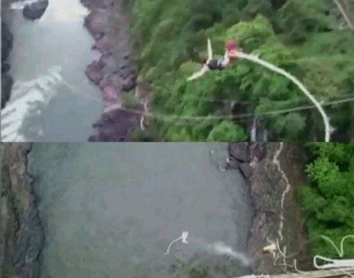 번지점프 줄 끊어져 ‘악어’ 들끓는 강으로…구사일생(영상)